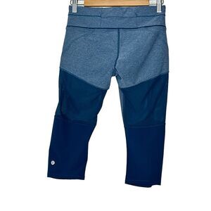 Lululemon LeggingsTraining Tough Cropped  Poseidon Women's Blue Mesh Teal Size 6